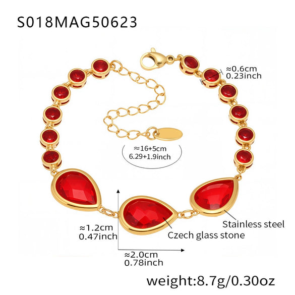 Wholesale Stainless Steel Czech Glass Geometric Anklet For Women Simple Style Luxury Foot Accessories