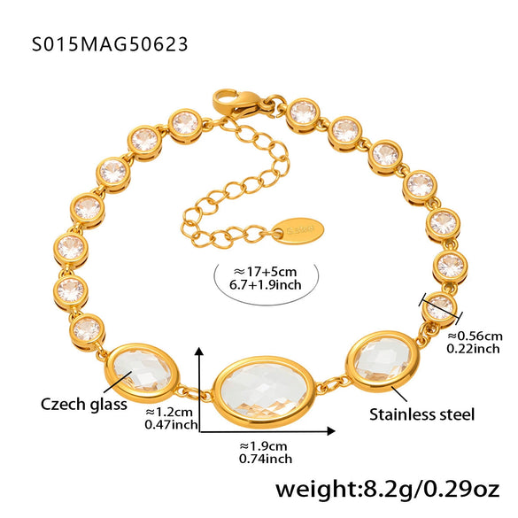 Wholesale Stainless Steel Czech Glass Geometric Anklet For Women Simple Style Luxury Foot Accessories