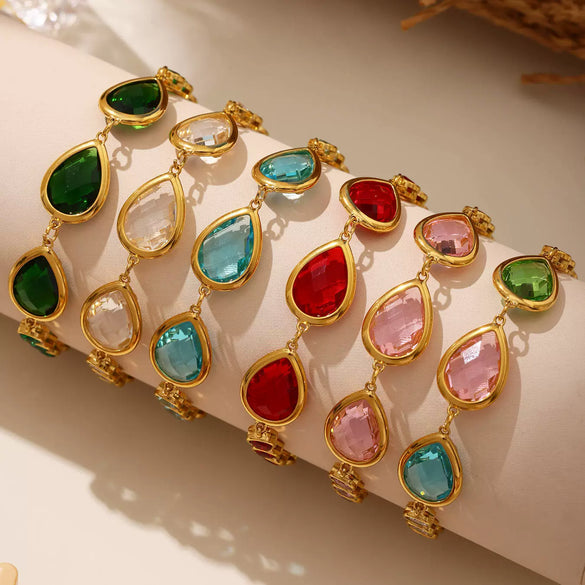 Wholesale Stainless Steel Czech Glass Geometric Anklet For Women Simple Style Luxury Foot Accessories