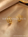 Wholesale Stainless Steel Daisy Flower Earrings Electroplated Minimalist Style For Women