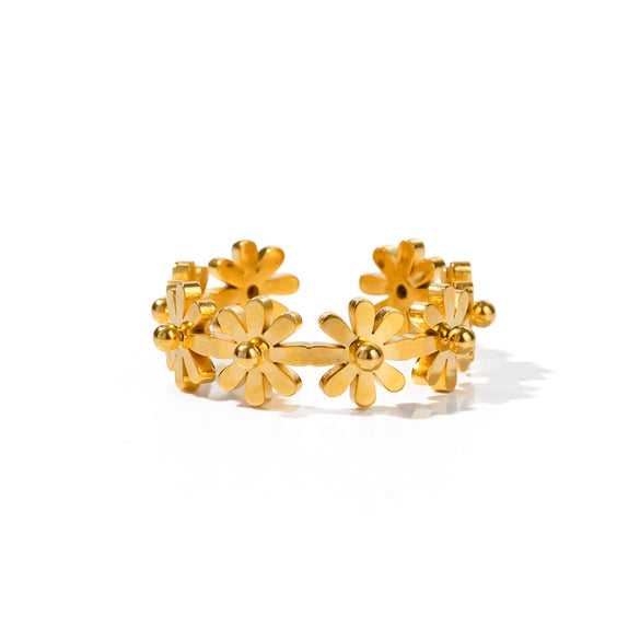 Wholesale Stainless Steel Daisy Flower Ring With Electroplating Fashion Jewelry