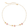 Wholesale Stainless Steel Daisy Geometric Pattern Diamond Pink Necklace With 18K Gold Electroplating