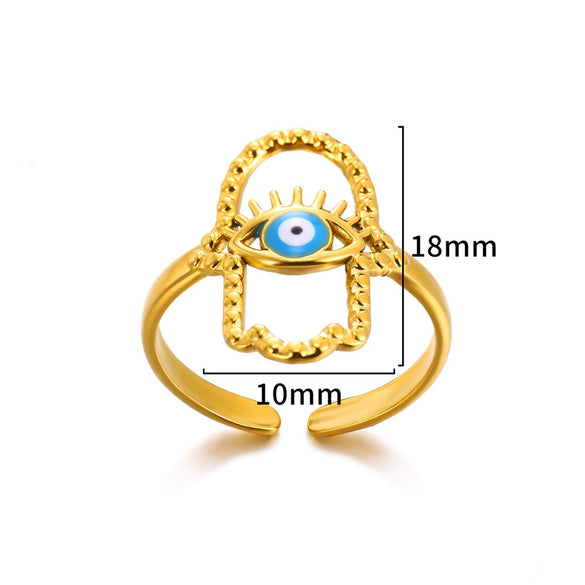 Wholesale Stainless Steel Devil's Eye Ring With Geometric Pattern And Electroplating Unisex