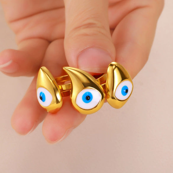 Wholesale Stainless Steel Devil's Eye Ring With Geometric Pattern And Electroplating Unisex