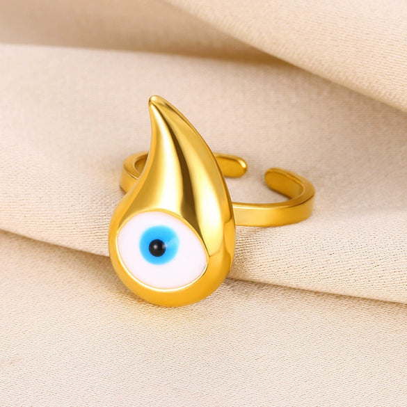 Wholesale Stainless Steel Devil's Eye Ring With Geometric Pattern And Electroplating Unisex