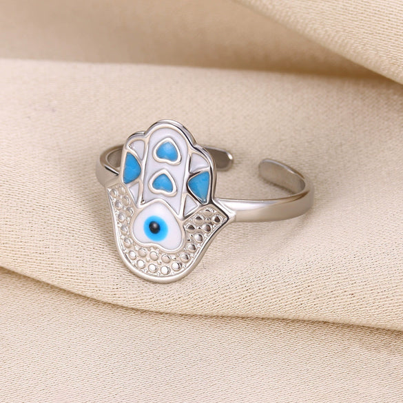 Wholesale Stainless Steel Devil's Eye Ring With Geometric Pattern And Electroplating Unisex