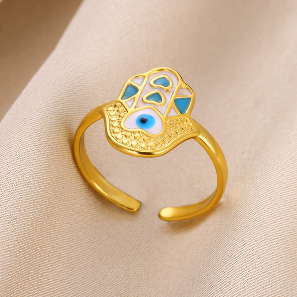Wholesale Stainless Steel Devil's Eye Ring With Geometric Pattern And Electroplating Unisex