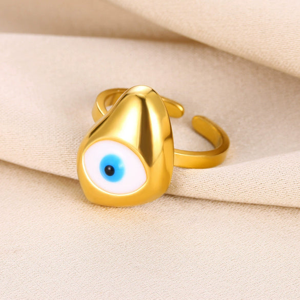 Wholesale Stainless Steel Devil's Eye Ring With Geometric Pattern And Electroplating Unisex