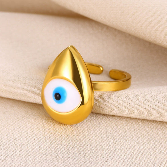 Wholesale Stainless Steel Devil's Eye Ring With Geometric Pattern And Electroplating Unisex