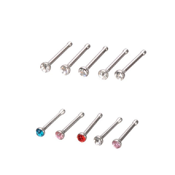 Wholesale Stainless Steel Diamond Round Nose Ring Body Piercing Jewelry Unisex