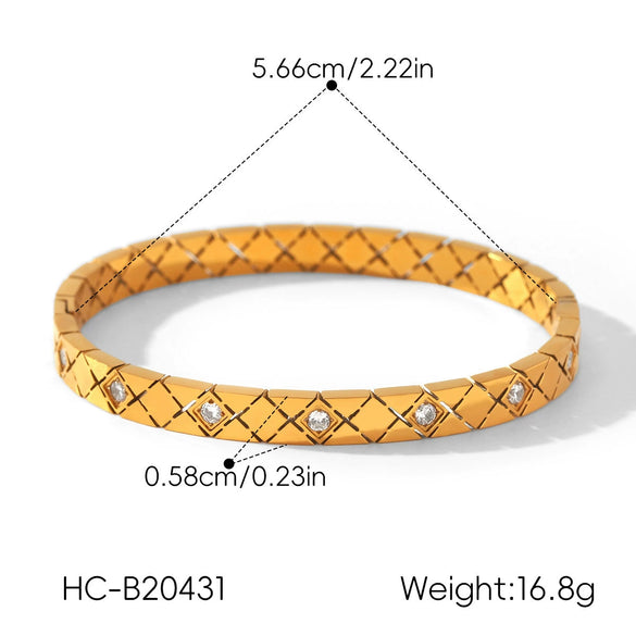 Wholesale Stainless Steel Diamondencrusted Bracelet With Rhombus Clasp And Geometric Design