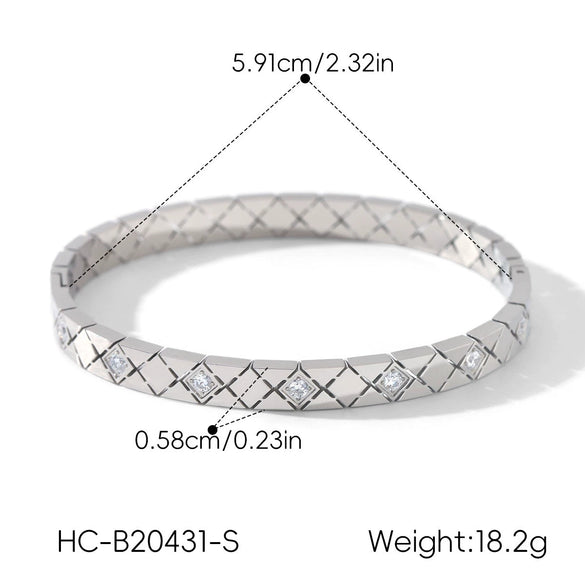 Wholesale Stainless Steel Diamondencrusted Bracelet With Rhombus Clasp And Geometric Design
