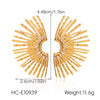 Wholesale Stainless Steel Diamondencrusted Geometric Fanshaped Pendant Necklace And Earrings For Women