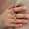 Wholesale Stainless Steel Double Ball Opening Ring Jewelry With Geometric Design And Electroplating For Women