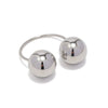 Wholesale Stainless Steel Double Ball Opening Ring Jewelry With Geometric Design And Electroplating For Women