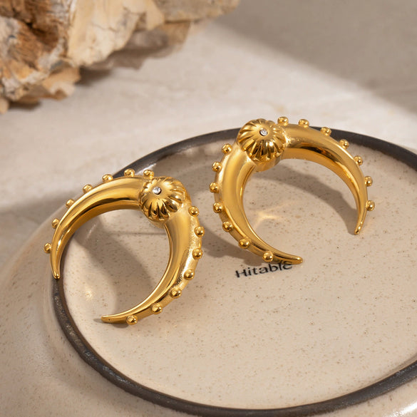 Wholesale Stainless Steel Double C Earrings With Advanced Sense For Women Electroplated Ear Jewelry