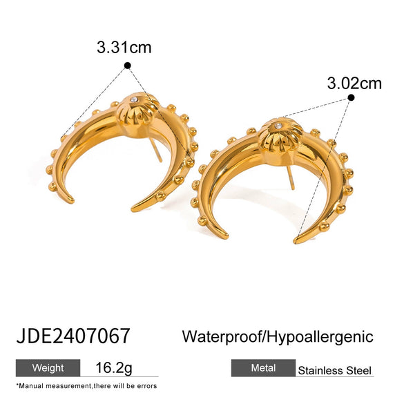 Wholesale Stainless Steel Double C Earrings With Geometric Style And Electroplating For Women