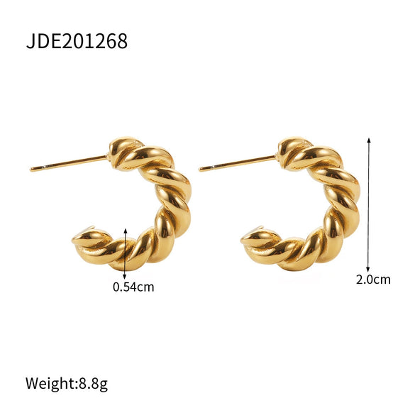 Wholesale Stainless Steel Double C Earrings With Geometric Style And Electroplating For Women