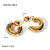 Wholesale Stainless Steel Double C Earrings With Geometric Style And Electroplating For Women