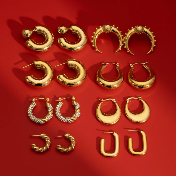 Wholesale Stainless Steel Double C Earrings With Geometric Style And Electroplating For Women