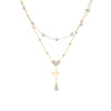 Wholesale Stainless Steel Double Chain Pearl Butterfly Tassel Pendant Necklace With Electroplating For Women