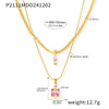 Wholesale 316L Stainless Steel Double Layer Blade Chain Square Zircon Light Luxury Niche Necklace With Electroplating