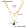 Wholesale 316L Stainless Steel Double Layer Blade Chain Square Zircon Light Luxury Niche Necklace With Electroplating