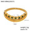 Wholesale Stainless Steel Double Layer Green Zircon Ring Tail Ring With Geometric Pattern Light Luxury Style Electroplated