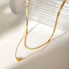 Wholesale Stainless Steel Double Layer Snake Bone Chain Heart Pattern Electroplated Women's Necklace