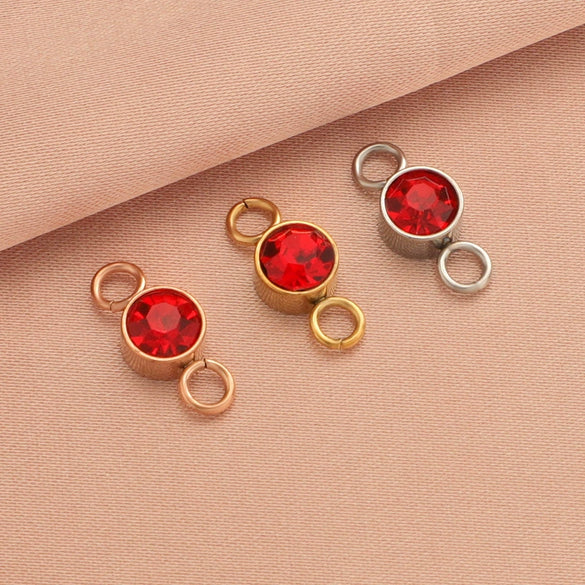 Wholesale Stainless Steel Double Ring Pendant Diy Jewelry Accessories With Smooth Pattern And Electroplating Treatment For December Birthday Stone