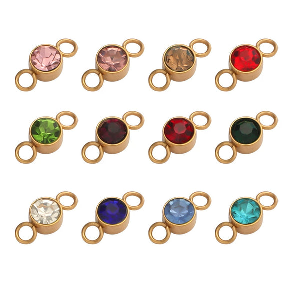 Wholesale Stainless Steel Double Ring Pendant Diy Jewelry Accessories With Smooth Pattern And Electroplating Treatment For December Birthday Stone