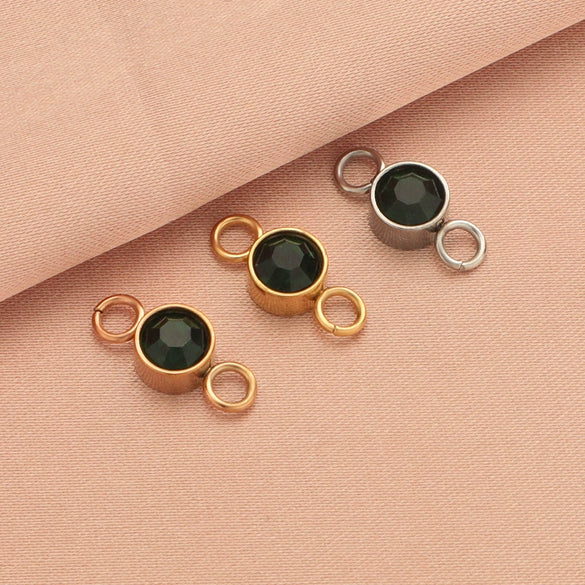 Wholesale Stainless Steel Double Ring Pendant Diy Jewelry Accessories With Smooth Pattern And Electroplating Treatment For December Birthday Stone