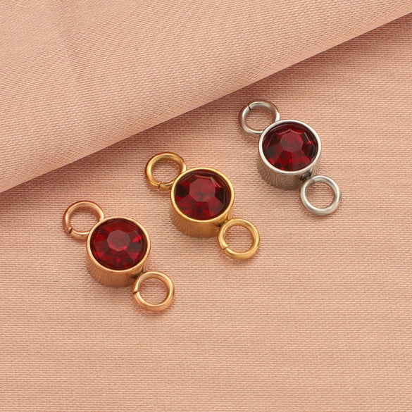 Wholesale Stainless Steel Double Ring Pendant Diy Jewelry Accessories With Smooth Pattern And Electroplating Treatment For December Birthday Stone