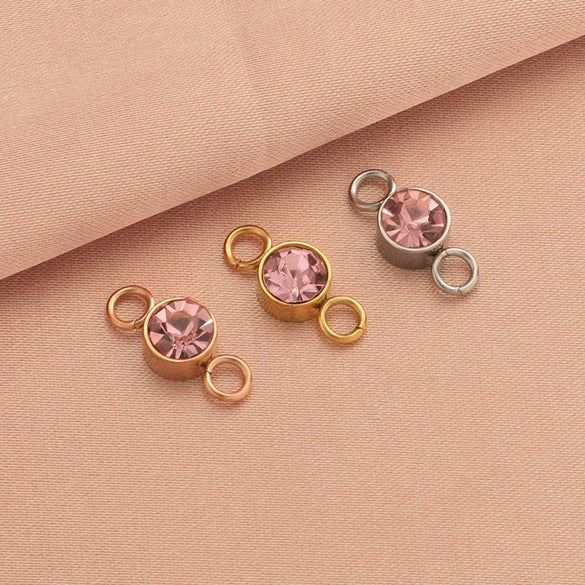 Wholesale Stainless Steel Double Ring Pendant Diy Jewelry Accessories With Smooth Pattern And Electroplating Treatment For December Birthday Stone