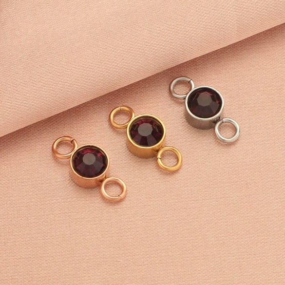 Wholesale Stainless Steel Double Ring Pendant Diy Jewelry Accessories With Smooth Pattern And Electroplating Treatment For December Birthday Stone