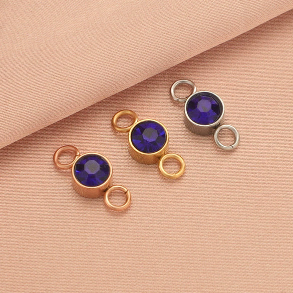 Wholesale Stainless Steel Double Ring Pendant Diy Jewelry Accessories With Smooth Pattern And Electroplating Treatment For December Birthday Stone