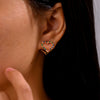 Wholesale Stainless Steel Double Sided Love Color Zircon Earrings With Hand Inlaid Buckle Design Geometric Pattern Electroplating Treatment Light Luxury And Niche Style For Women