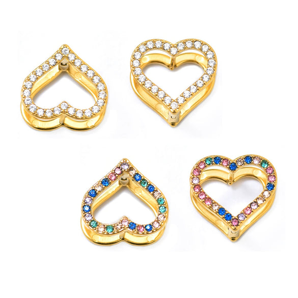 Wholesale Stainless Steel Double Sided Love Color Zircon Earrings With Hand Inlaid Buckle Design Geometric Pattern Electroplating Treatment Light Luxury And Niche Style For Women