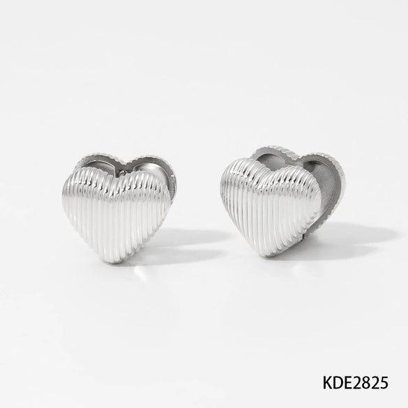 Wholesale Stainless Steel Double Sided Round Heart Shaped Texture Earrings With Electroplating For Women