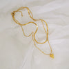 Wholesale Stainless Steel Doublelayer Love Peach Heart Necklace With Snake Bone Chain And Electroplating Treatment