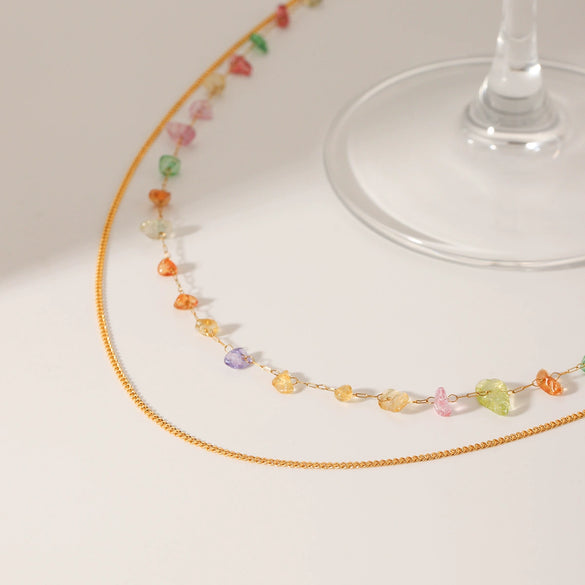 Wholesale Stainless Steel Doublelayer Necklace With Geometric Pattern Electroplating For Women