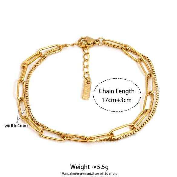 Wholesale Stainless Steel Doublelayer Simple Geometric Bracelet With Electroplating Jewelry