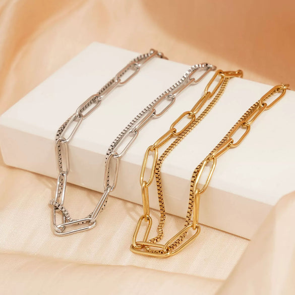 Wholesale Stainless Steel Doublelayer Simple Geometric Bracelet With Electroplating Jewelry