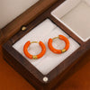 Wholesale Stainless Steel Dripping Oil Geometric Round Women's Earrings