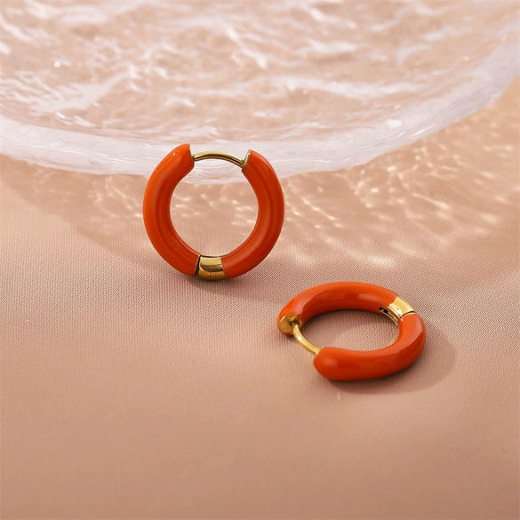 Wholesale Stainless Steel Dripping Oil Geometric Round Women's Earrings