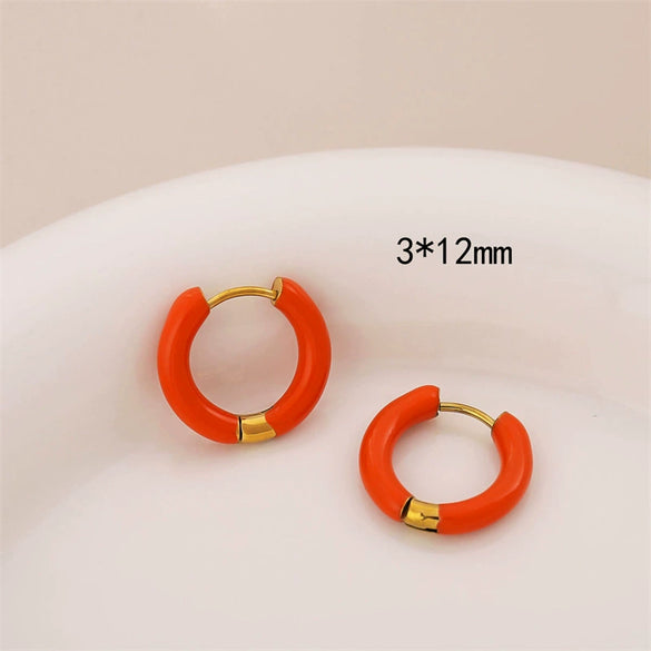 Wholesale Stainless Steel Dripping Oil Geometric Round Women's Earrings