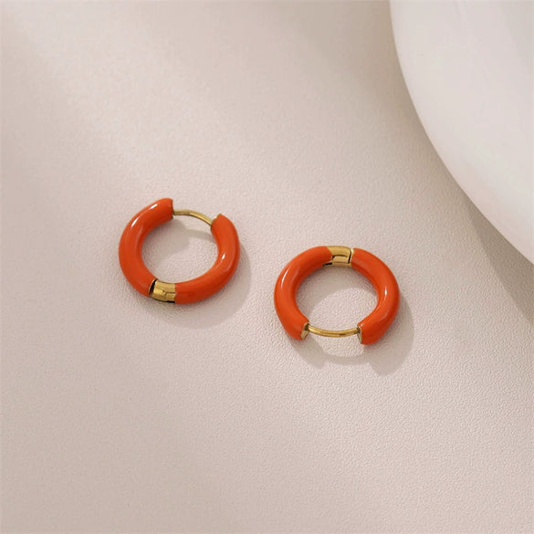 Wholesale Stainless Steel Dripping Oil Geometric Round Women's Earrings