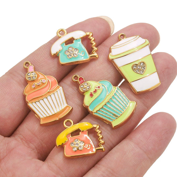 Wholesale Stainless Steel Dripping Oil Ice Cream Cup Phone Charm Pendant Jewelry Accessories