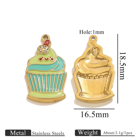 Wholesale Stainless Steel Dripping Oil Ice Cream Cup Phone Charm Pendant Jewelry Accessories