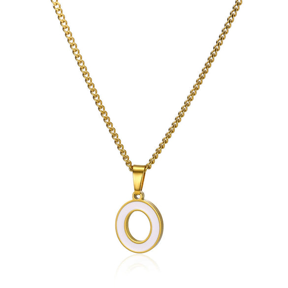 Wholesale Stainless Steel Dripping Oil Letters Necklace Pendant Accessories With Horse Whip Chain